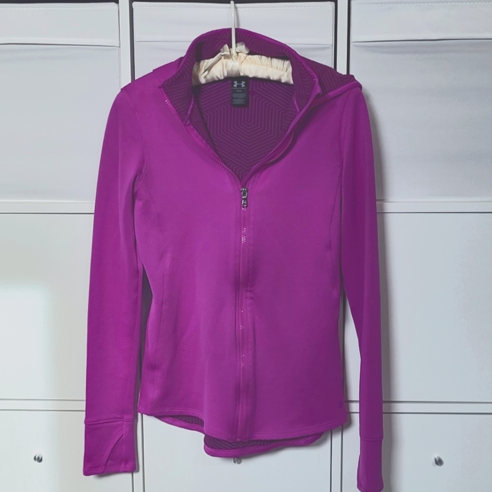 Women's Under Armour hooded zip front jacket "Raspberry " purple